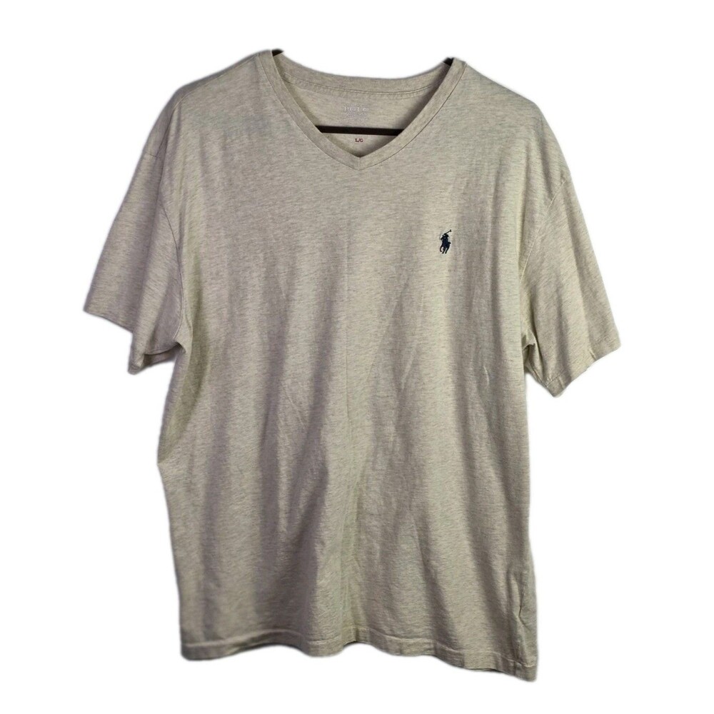 Ralph Lauren Mens Large‎ Cream V-Neck Short Sleeve T-Shirt